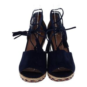CABI Women’s Navy Suede Lace-Up Espadrille Wedges